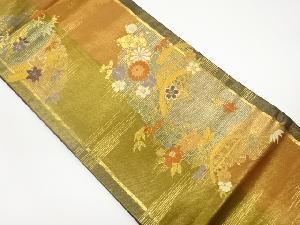 雪輪に光悦垣・花々模様織出し名古屋帯